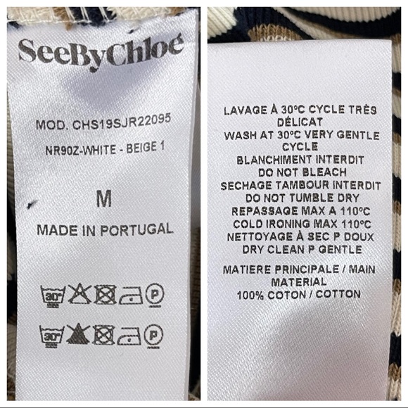 SEE BY CHLOE Striped Flutter-Sleeve V-Neck Short Dress - Picture 9 of 10